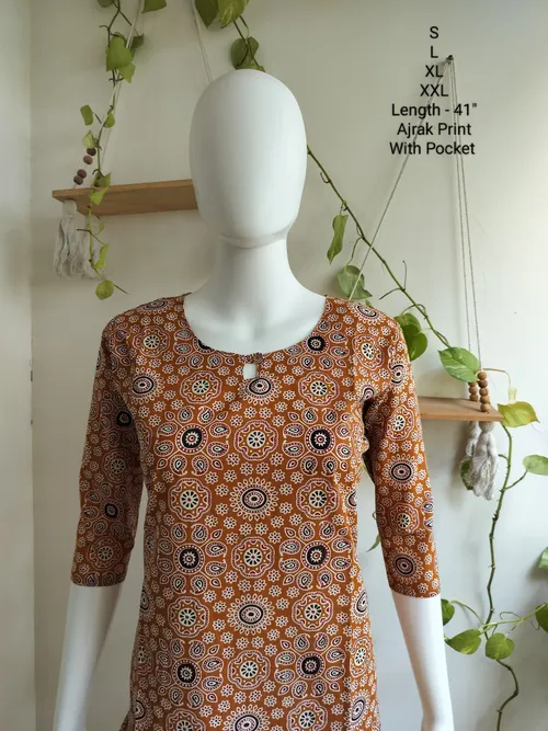 Ajrak Print Cotton Kurti 1